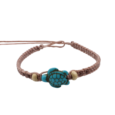 Macrame bracelet with dyed blue turqouise and Tamrind wood bead