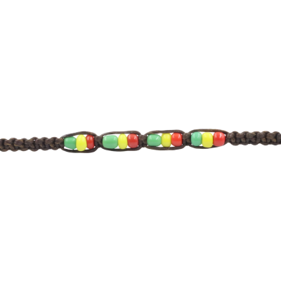Mix bead anklet with 3mm glass bead rasta color