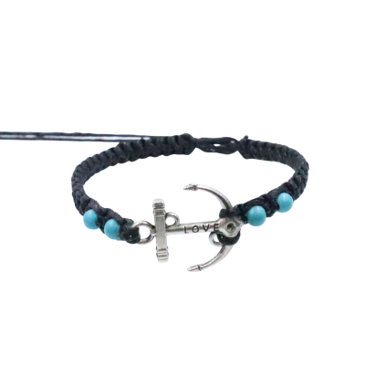 Metal anchor pendant mix bead bracelet