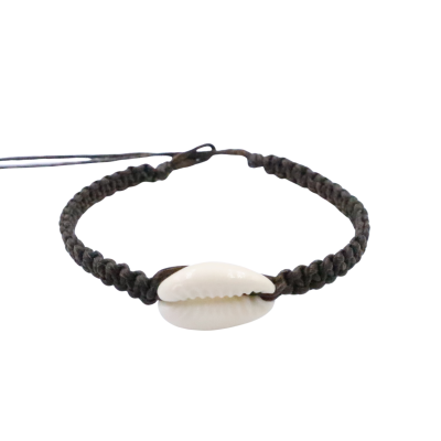 Cowrie shell pendant cotton wax bracelet