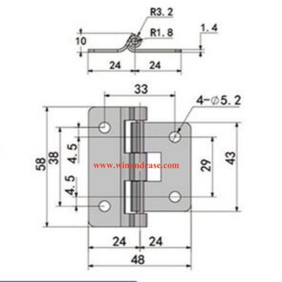 บานพับถอดได้ 2 นิ้ว สีดำ