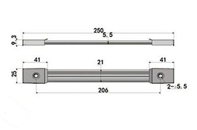 หูหิ้วกระเป๋ายาว 25 cm. ฝาครอบดำ