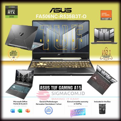 Asus TUF Gaming A15 FA506NC-R535B3T-O   R5-7535HS   RTX 3050   RAM 16GB   SSD 512GB