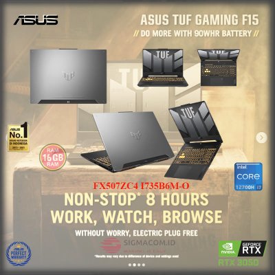 ASUS TUF Gaming F15 FX507ZC4-I735B6M-O - Mecha Gray Intel® Core™ i7-12700H   NVIDIA® GeForce RTX™ 3050   16GB RAM  512GB SSD 15.6inch