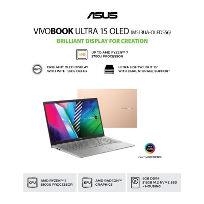 Asus Vivobook 15 OLED M513UA-OLED556   R5-5500U   RAM 8GB   SSD 512GB