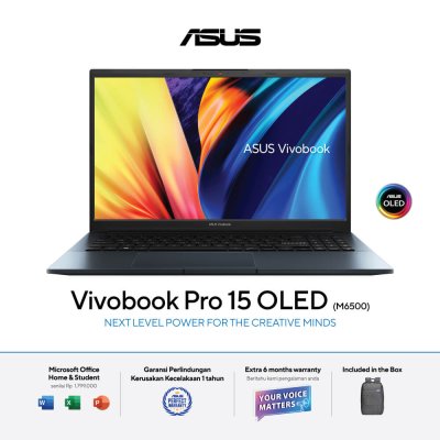 Asus Vivobook Pro 15 OLED M6500QE-OLEDS551   R5-5600H   RTX 3050Ti   SSD 512GB   RAM 16GB