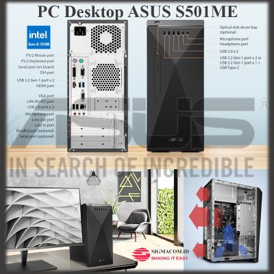 PC Desktop ASUS S501ME-385000013W i3-13100 8/512Gb Win 11 LED 21,5"