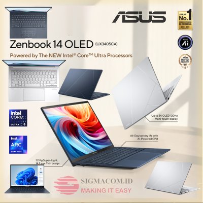 Asus Zenbook 14 OLED UX3405CA-OLEDS9311M [Ultra 9-285H|RAM 32GB|SSD 1TB|Win11|OHS24+365