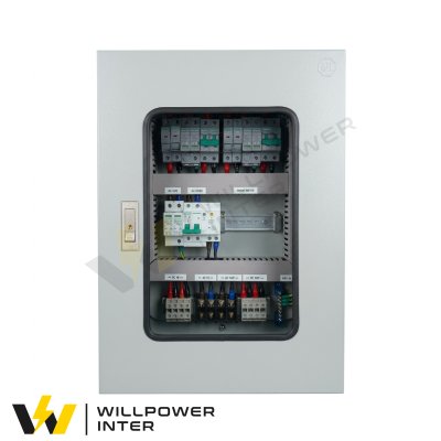 ตู้คอมไบเนอร์โซล่าเซลล์สำเร็จรูป AC/DC Combiner Box ขนาด 10kW 2 สตริง ใช้อุปกรณ์ป้องกัน Suntree พร้อมช่องติดตั้ง Smart Meter