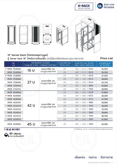 KJL | KRSR ตู้ Server Rack 19" (ฝาระบายอากาศ)