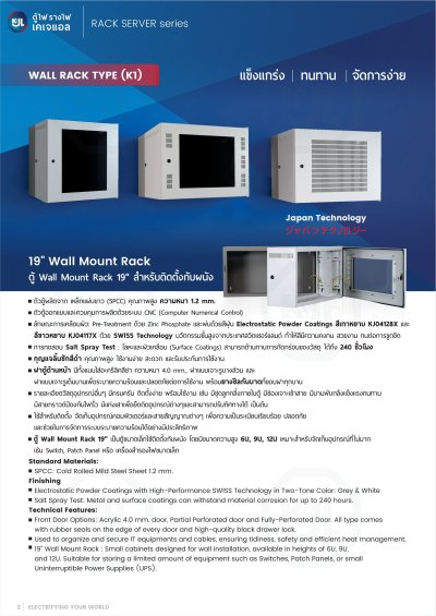 KJL | KRWR ตู้ Wall Mount Rack 19" สำหรับยึดผนัง