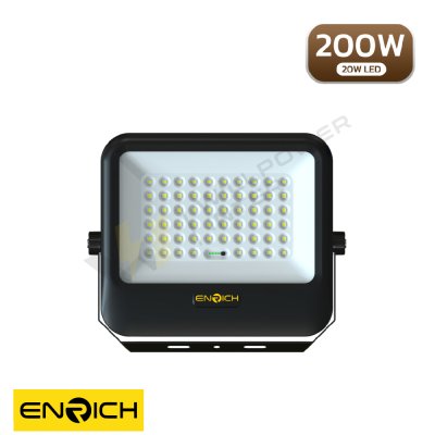 สปอร์ตไลท์โซล่าเซลล์ ENRICH OPTIMUS ขนาด 200W แสงขาว Daylight แบตเตอรี่ LiFePO4 กันน้ำ IP65