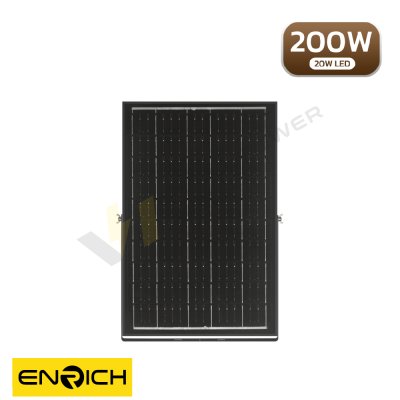 สปอร์ตไลท์โซล่าเซลล์ ENRICH OPTIMUS ขนาด 200W แสงขาว Daylight แบตเตอรี่ LiFePO4 กันน้ำ IP65