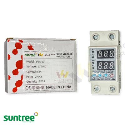 SUNTREE / SGQ-63 2P Auto Reset Under Over Voltage Protector อุปกรณ์ป้องกันแรงดันไฟตกไฟเกิน