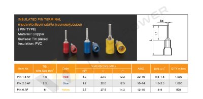 T.LUG | Pin Terminals กลมหุ้ม หัวเสียบก้านไม้ขีด AF Series