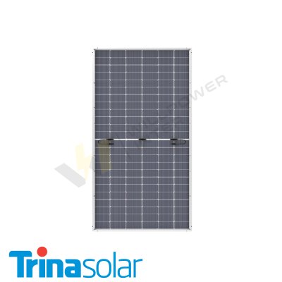 แผงโซล่าเซลล์ Trina Vertex TSM สีดำขนาดใหญ่ แบบ Bifacial Dual Glass เทคโนโลยี N-type TOPCon