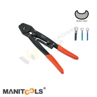 คีมย้ำหางปลาเปลือยแบบจิก Indent Crimping Tool แบรนด์ MANITOOLS รุ่น MTC-16 ด้ามจับสีส้ม สำหรับย้ำสายไฟขนาด 1.5-16 ตารางมิลลิเมตร