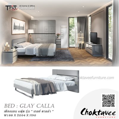 เตียงนอน Hi-Gloss 6ฟุต รุ่น Gray Calla