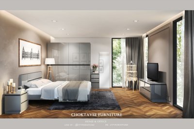 เตียงนอน Hi-Gloss 6ฟุต รุ่น Gray Calla