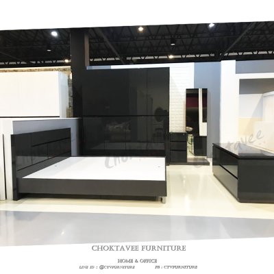 เตียงนอน Hi-Gloss 6ฟุต รุ่น Gray Calla