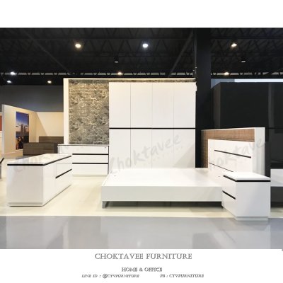 เตียงนอน Hi-Gloss 6ฟุต รุ่น White Calla