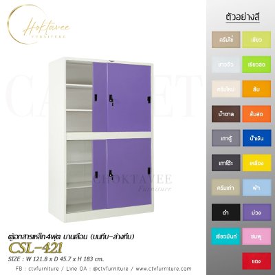 ตู้เอกสาร 4ฟุต บานเลื่อน (บนทึบ-ล่างทึบ)
