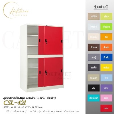 ตู้เอกสาร 4ฟุต บานเลื่อน (บนทึบ-ล่างทึบ)