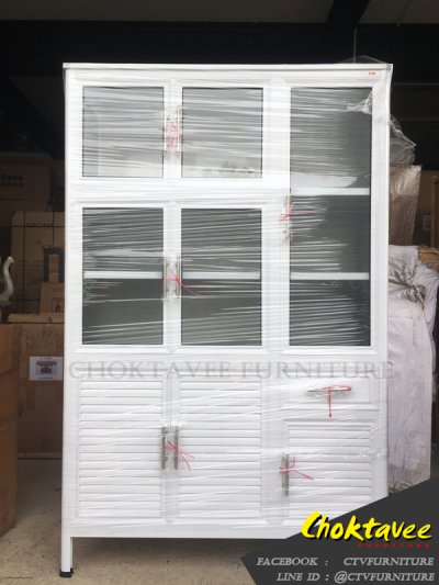ตู้กับข้าวอลูมิเนียม 1.2เมตร 1ลิ้นชัก บานเกล็ด (กันน้ำทั้งใบ)