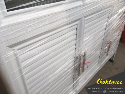 ตู้กับข้าวอลูมิเนียม 1.2เมตร 1ลิ้นชัก บานเกล็ด (กันน้ำทั้งใบ)