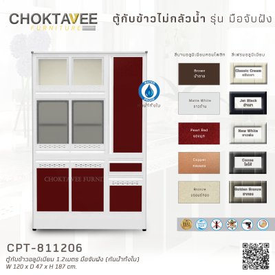 ตู้กับข้าวอลูมิเนียม 1.2เมตร มือจับฝัง (กันน้ำทั้งใบ)