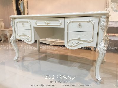 โต๊ะทำงานวินเทจ 150ซม. 5ลิ้นชัก รุ่น กาเบรียลลา-3