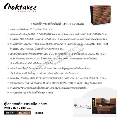 ตู้เอกสารเตี้ย 2บานเปิด รุ่น TERRACE-BLACK TRI-810