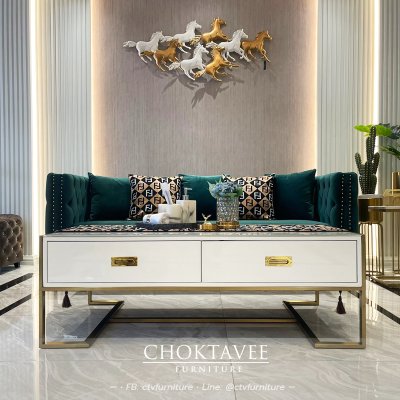 โต๊ะกลางรับแขก LUXURY ท็อปกระจก รุ่น ลังโคม