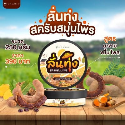 VIORABIO (วิโอร่าไบโอ) สครับสมุนไพร สูตร มะขาม ขมิ้น ไพล   Net wt. 250g