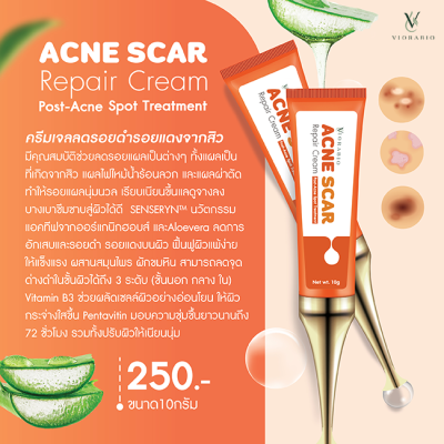 VIORABIO (วิโอร่าไบโอ) Acne Scar Repair Cream Post-Acne Spot treatment ครีมเจลลดรอยดำรอย   Net wt. 10g