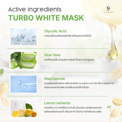 VIORABIO (วิโอร่าไบโอ) Turbo white Mask   Net wt. 1,000g / 50g