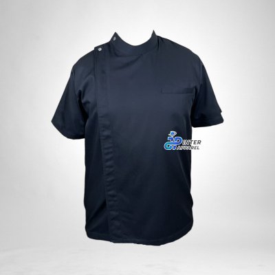 เสื้อเชฟแขนสั้น คอจีน ติดกระดุมเฉียง Black Edge SS