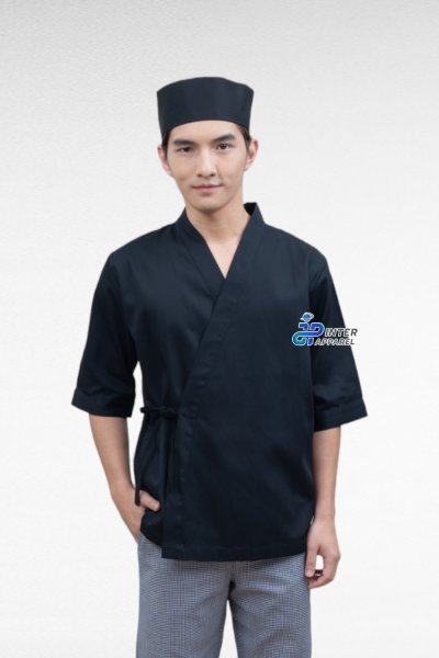 หมวกกุ๊กญี่ปุ่นทรงเตี้ยสีดำ หมวกกุ๊กญี่ปุ่นทรงเตี้ยสีดำ