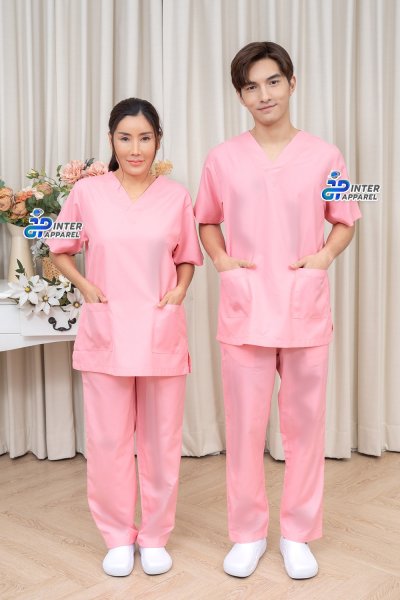 ชุดสครับคอวี รุ่นพิงค์ซอฟต์ (Pink Soft) สครับสีชมพูอ่อนละมุน ชุดสครับคอวี รุ่นพิงค์ซอฟต์ (Pink Soft) สครับสีชมพูอ่อนละมุน