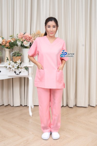 ชุดสครับคอวี รุ่นพิงค์ซอฟต์ (Pink Soft) สครับสีชมพูอ่อนละมุน ชุดสครับคอวี รุ่นพิงค์ซอฟต์ (Pink Soft) สครับสีชมพูอ่อนละมุน