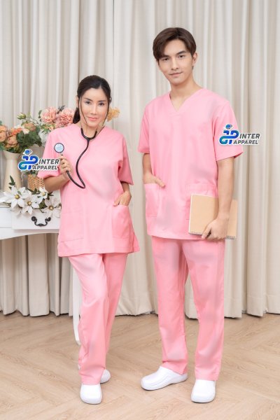 ชุดสครับคอวี รุ่นพิงค์ซอฟต์ (Pink Soft) สครับสีชมพูอ่อนละมุน ชุดสครับคอวี รุ่นพิงค์ซอฟต์ (Pink Soft) สครับสีชมพูอ่อนละมุน