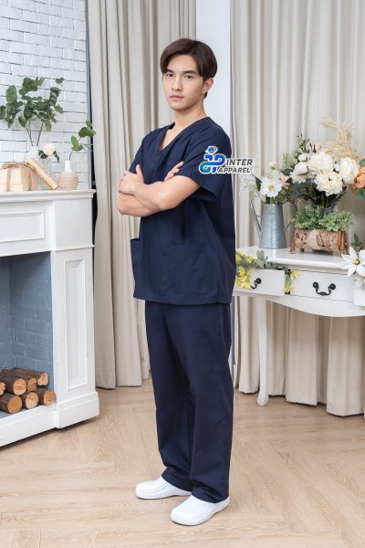 ชุดสครับ คอวี สีกรมดำ ชุดสครับ คอวี สีกรมดำ