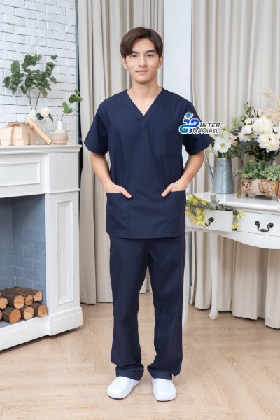 ชุดสครับ คอวี สีกรมดำ ชุดสครับ คอวี สีกรมดำ