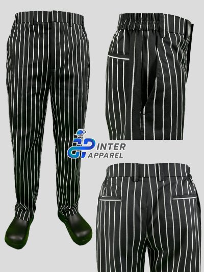 Pro Stripe Series Black & White Striped Chef Pants