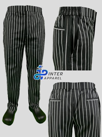 Pro Stripe Series Black & White Striped Chef Pants Pro Stripe Series Black & White Striped Chef Pants