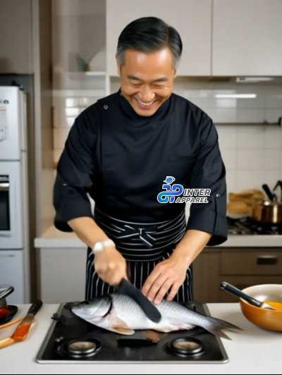 เสื้อเชฟแขนยาวพับได้ คอจีน กระดุมเฉียง Black Edge LS เสื้อเชฟแขนยาวพับได้ คอจีน กระดุมเฉียง Black Edge LS