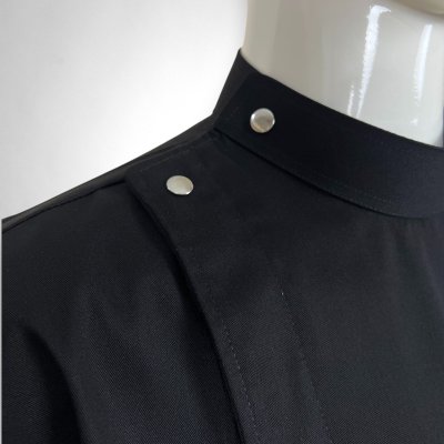 เสื้อเชฟแขนยาวพับได้ คอจีน กระดุมเฉียง Black Edge LS