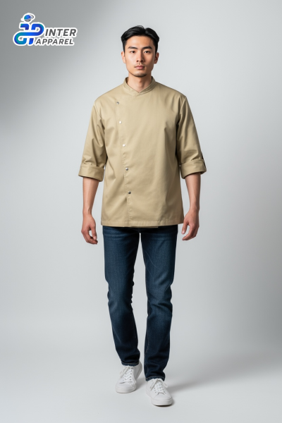 Premium Asymmetrical Chef Jacket – Sahara Pro