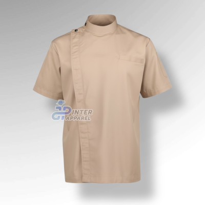 Short Sleeve Chef Jacket – Round Neck | Snap Button Closure
