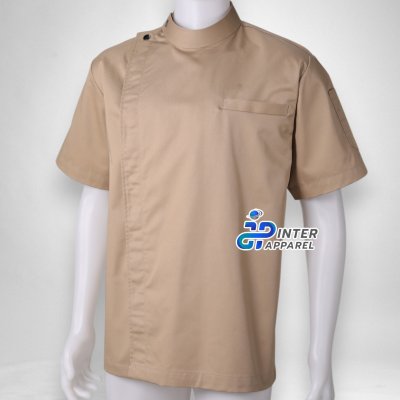 Short Sleeve Chef Jacket – Round Neck | Snap Button Closure